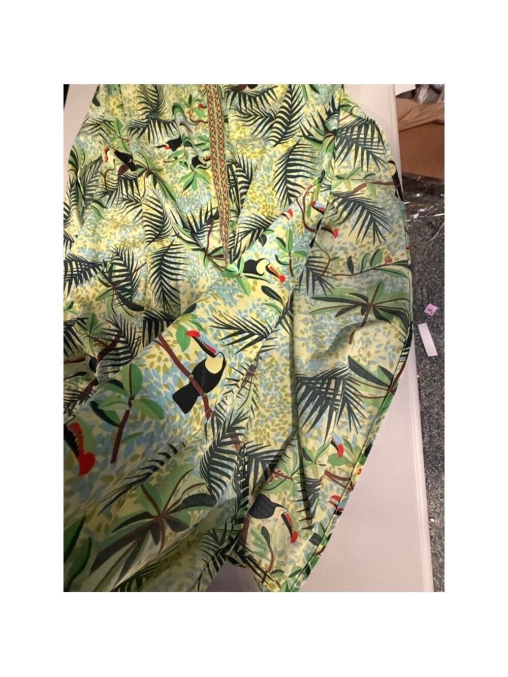 America & Beyond Green Tropical Print Maxi Dress M - Picture 8 of 11